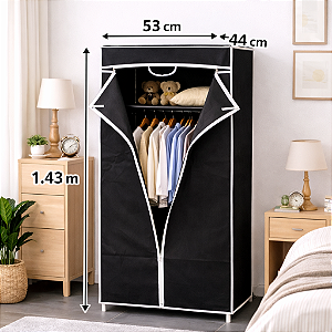 GUARDA ROUPA PORTATIL 8 KG TNT, FERRO E PLASTICO 53 CM X 44 CM X 143 CM