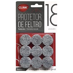 PROTETOR AUTOADESIVO P/MOVEIS EM FELTRO REDONDO C/18 PCS 2,5CM0 NA CARTELA CK4022 CLINK