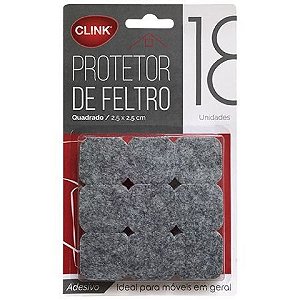 PROTETOR AUTOADESIVO P/MOVEIS EM FELTRO QUADRADO C/18 PCS 2,5CM CLINK