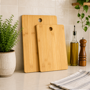 Kit 2 Tabuas de Bambu Queijo Frios Corte Cozinha Clink