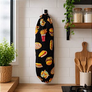 Puxa Saco Artesanal Farm Fast Food 42cm Estampado Cozinha