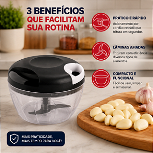 Triturador de alho Processador Manual de Alimentos 500ml