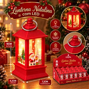 Vela Decorativa Eletrônica de LED Lamparina Papai Noel 9 cm