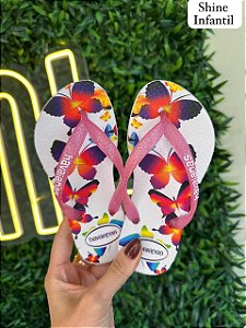 Kit 12 Pares Chinelo Infantil Havaianas Shine Menina Sandalia de dedo Kids Atacado