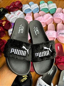 Kit 12 Pares Slide Feminino Pelúcia Puma Sandalia Adulto Chinelo Atacado