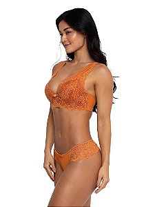Conjunto Sutiã Bojo Renda e Microfibra e Calcinha Tanga Daily Delights