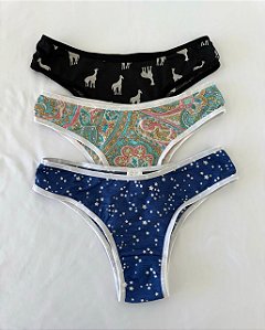 Kit 3 Calcinhas Tanga Modal Linha Conforto