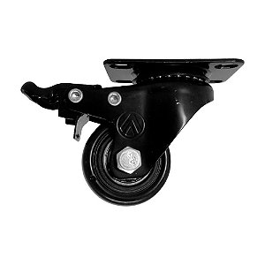 RODÍZIO GIRATÓRIO FREIO PVC PRETO REFORÇADO MÓVEIS 2" 50MM