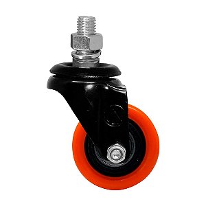 RODÍZIO GIRATÓRIO ROSCA PVC LARANJA REFORÇADO MÓVEIS 3" 75MM