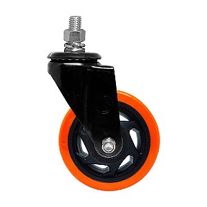 RODÍZIO GIRATÓRIO ROSCA PVC LARANJA REFORÇADO MÓVEIS 5"