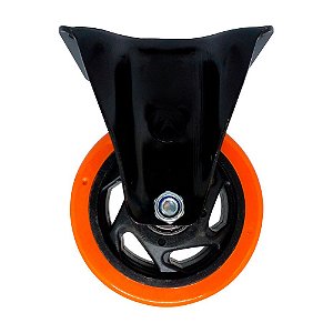 RODÍZIO RODA FIXO PVC LARANJA REFORÇADO MÓVEIS 4" 100MM