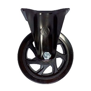 RODÍZIO RODA FIXO PVC PRETO REFORÇADO MÓVEIS 5" 125MM