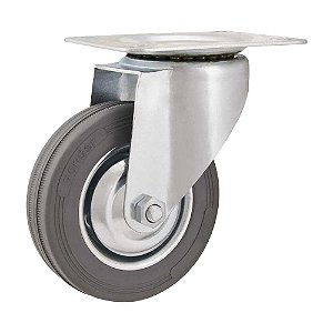 RODÍZIO RODA GIRATÓRIO BORRACHA CINZA 4 101MM 60KG LEVE