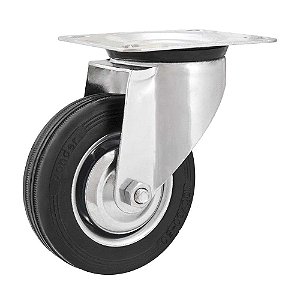 RODÍZIO RODA GIRATÓRIO BORRACHA PRETA 5" 127MM 100KG LEVE