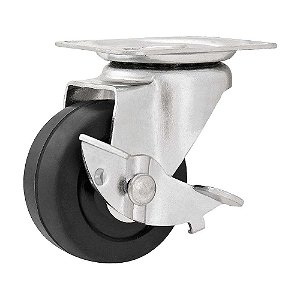 RODÍZIO RODA GIRATÓRIO FREIO BORRACHA PRETA 2 50MM25KG LEVE