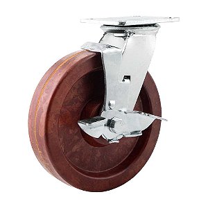 RODÍZIO RODA GIRATÓRIO FREIO CELERON MARROM 8" 203MM 600KG