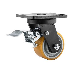 RODÍZIO RODA GIRATÓRIO FREIO POLIURETANO FERRO 5 127MM 500KG