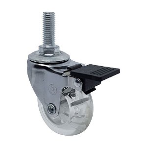 RODÍZIO RODA GIRATÓRIO ROSCA FREIO GEL SILICONE 2 POL 50MM