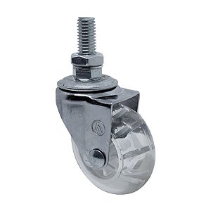 RODÍZIO RODA GIRATÓRIO ROSCA GEL SILICONE 100MM MÓVEIS 75MM