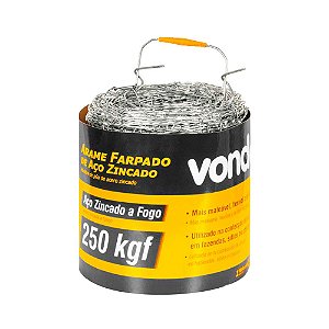 ARAME FARPADO ZINCADO VONDER ROLO 250 METROS 250KGF