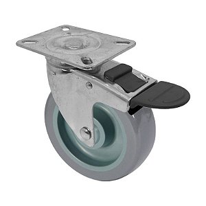 RODÍZIO RODA GIRATÓRIO FREIO PVC BP 5 POLEG 130MM GL512BPFT
