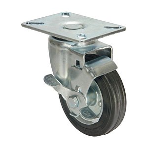 RODA RODÍZIO BORRACHA MACIÇA 3 POL 75MM GIRATÓRIO FREIO 40KG