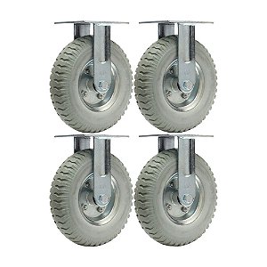 KIT 4 UN RODÍZIO FIXO 8X2 RODA MACIÇA PU 250X4