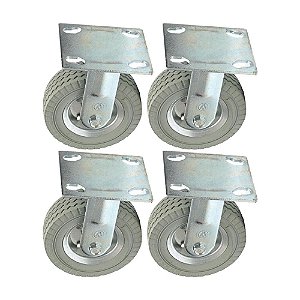 KIT 4 UN RODÍZIO FIXO RODA MACIÇA PU 6X2