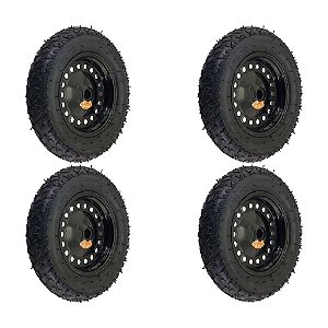 KIT 4 UN RODA PNEUM. AJAX  3.25-8 - 2L - FURO PASS. 3/4"
