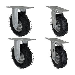 KIT 4 UN RODÍZIO FIXO E GIRATÓRIO PNEUMÁTICO CARGO SPEED 6X2