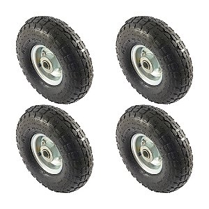 KIT 4 UN RODA PNEUM. AJAX CARGO 3.50-4 - 4L - ROLAM. 3/4"