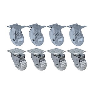 KIT 8 UN RODA RODÍZIO FIXO E GIRATÓRIO GEL 3 POL 75MM MÓVEIS