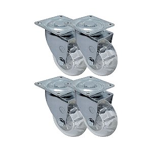KIT 4 UN RODA RODÍZIO GIRATÓRIO GEL 3 POLEGADAS 75MM MÓVEIS