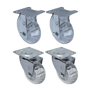 KIT 4 UN RODA RODÍZIO FIXO E GIRATÓRIO GEL 1,3/8 POL 40MM