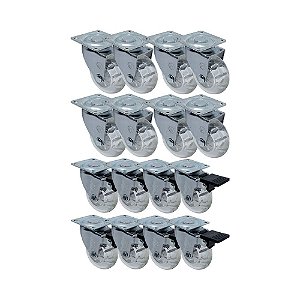 KIT 16 UN RODA RODÍZIO GIRATÓRIO FREIO GEL 1,3/8 POL 40MM