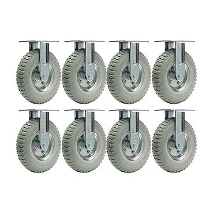 KIT 8 UN RODÍZIO FIXO RODA MACIÇA PU 250X4
