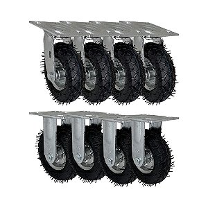 KIT 8 UN RODÍZIO FIXO E GIRATÓRIO PNEUMÁTICO CARGO SPEED 6X2
