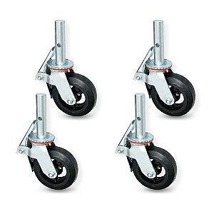 KIT 4 UN RODÍZIO PARA ANDAIME 6X2 ROLAMENTO 200KG