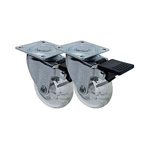 KIT 2 UN RODA RODÍZIO GIRATÓRIO FREIO GEL 2 POL 50MM MÓVEIS