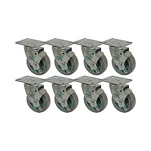 KIT 8 UN RODA RODÍZIO GIRATÓRIO FREIO PVC BP 5 POL 130MM