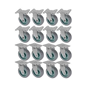 KIT 16 UN RODA RODÍZIO FIXO E GIRATÓRIO PVC BP 5 POL 130MM