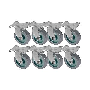 KIT 8 UN RODA RODÍZIO FIXO PVC BP 5 POLEGADA 130MM MÓVEIS