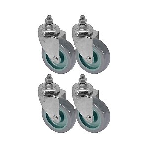 KIT 4 UN RODA RODÍZIO GIRATÓRIO ROSCA PVC BP 5 POL 130MM