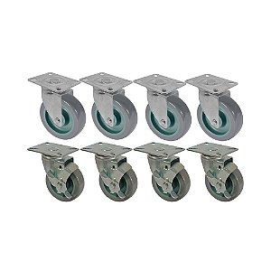 KIT 8 UN RODA RODÍZIO GIRATÓRIO FREIO PVC BP 5 POL 130MM