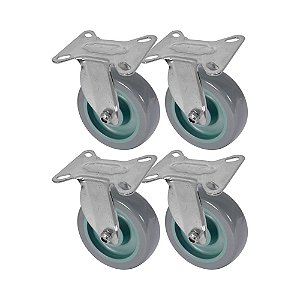 KIT 4 UN RODA RODÍZIO FIXO PVC BP 5 POLEGADAS 130MM MÓVEIS