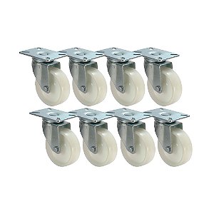 KIT 8 UN RODA RODÍZIO GIRATÓRIO NYLON 4 POLEGADAS 100MM