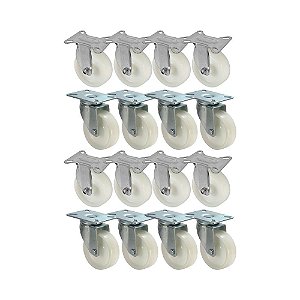 KIT 16 UN RODA RODÍZIO FIXO E GIRATÓRIO NYLON 4 POL 100MM