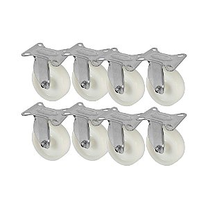 KIT 8 UN RODA RODÍZIO FIXO NYLON 4 POLEGADAS 100MM FRIGORÍFICO