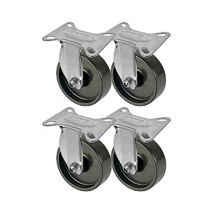KIT 4 UN RODA RODÍZIO FIXO POLIPROPILENO 3" POLEGADAS PP