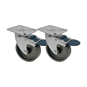 KIT 2 UN RODA RODÍZIO GIRATÓRIO FREIO TRAVA POLIPROPILENO 3"